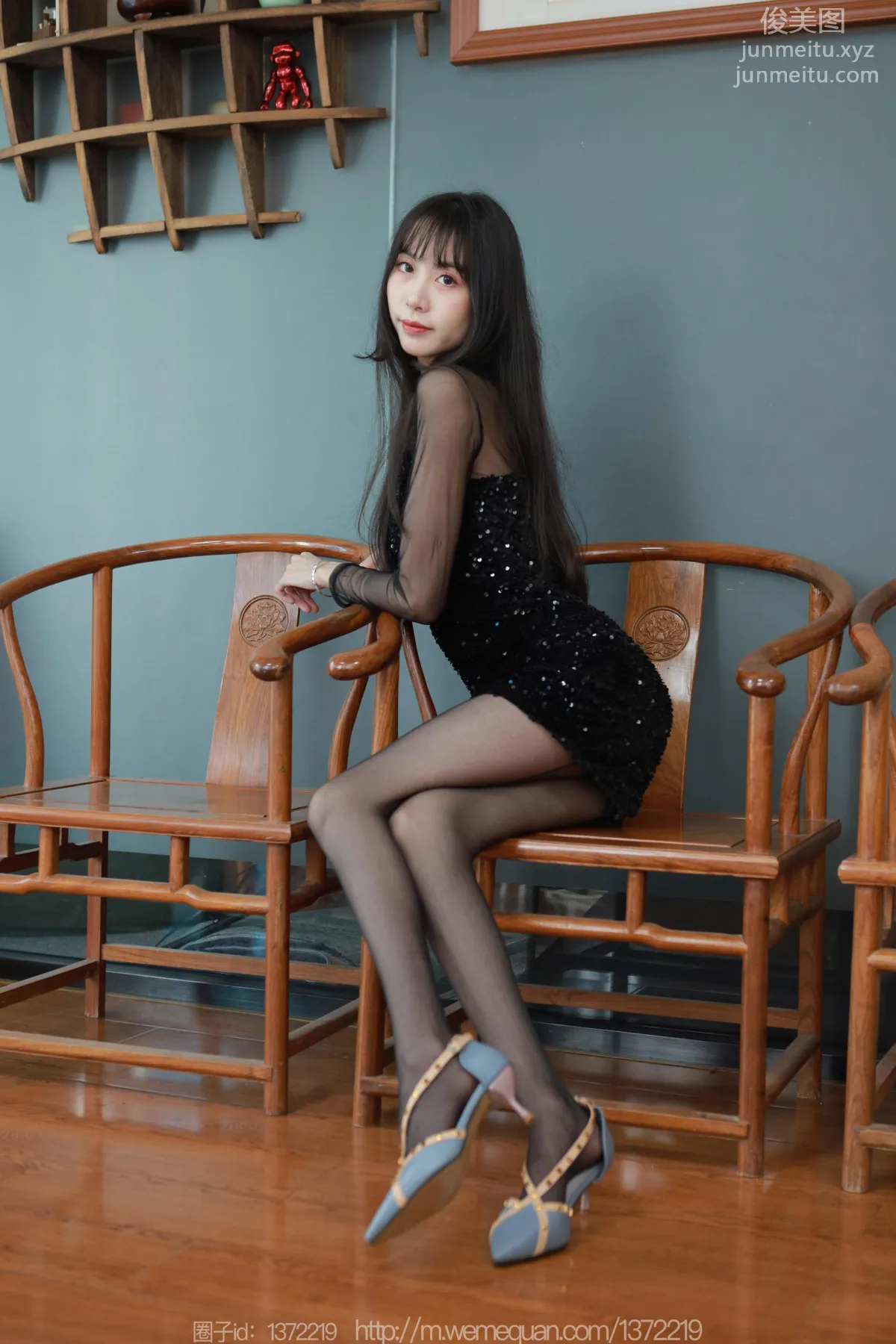 [IESS] 2023.04.12 Silk Enjoyer 1419 Tuan Tuan, Sequin Black Stockings Dress [83P] photo 6