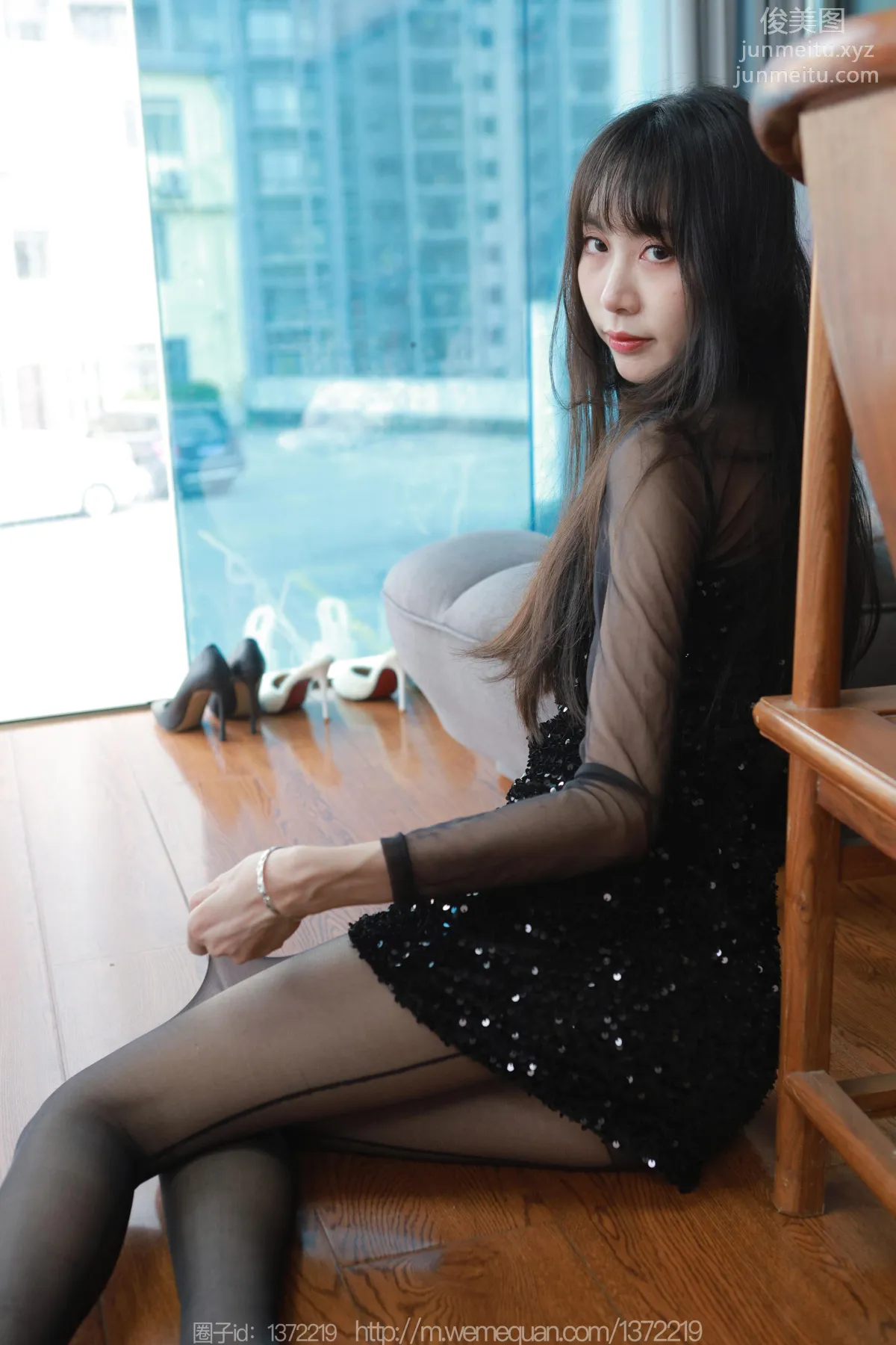 [IESS] 2023.04.12 Silk Enjoyer 1419 Tuan Tuan, Sequin Black Stockings Dress [83P] photo 61