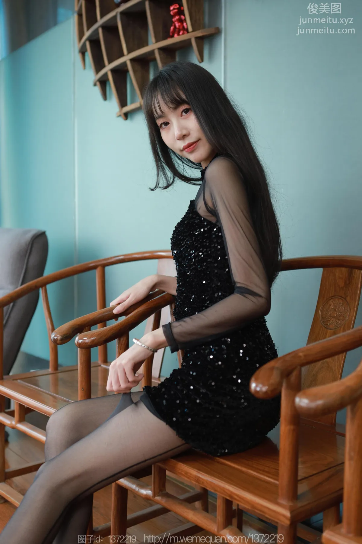 [IESS] 2023.04.12 Silk Enjoyer 1419 Tuan Tuan, Sequin Black Stockings Dress [83P] photo 65