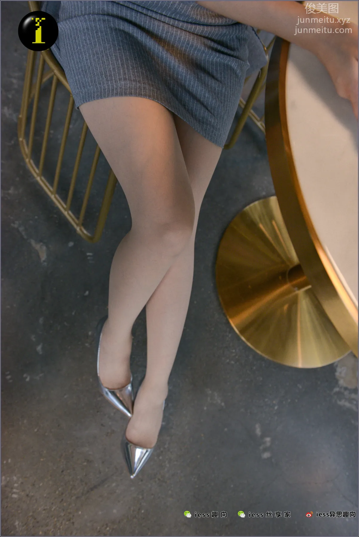 [IESS] Pu Hui Ji 076 Xiao Jie, Silver High Heels in the Cafe photo 59