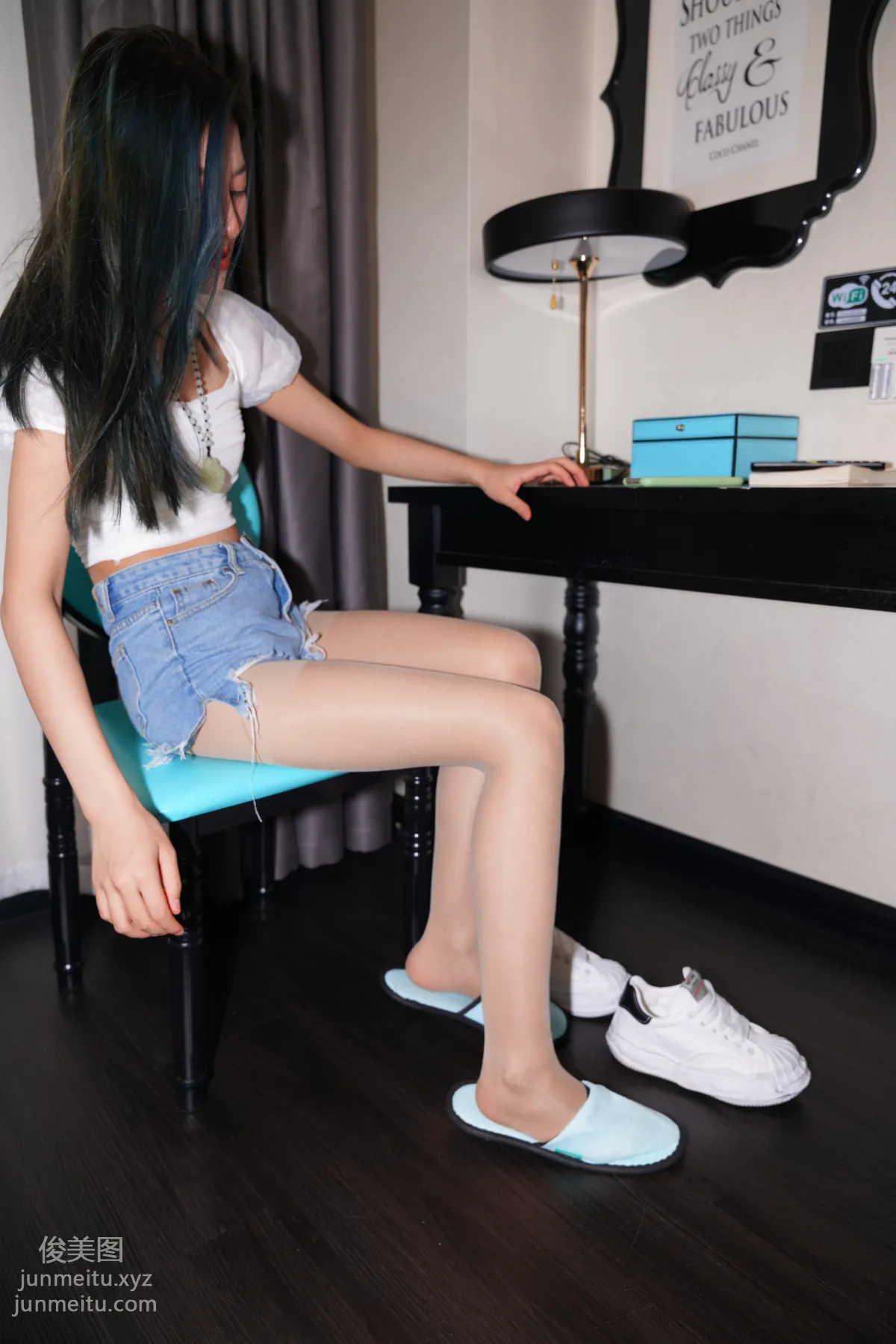 Mojing Street NO.168, Super Top-Grade Nude Stockings Tight Denim Hot Pants [277P] photo 19