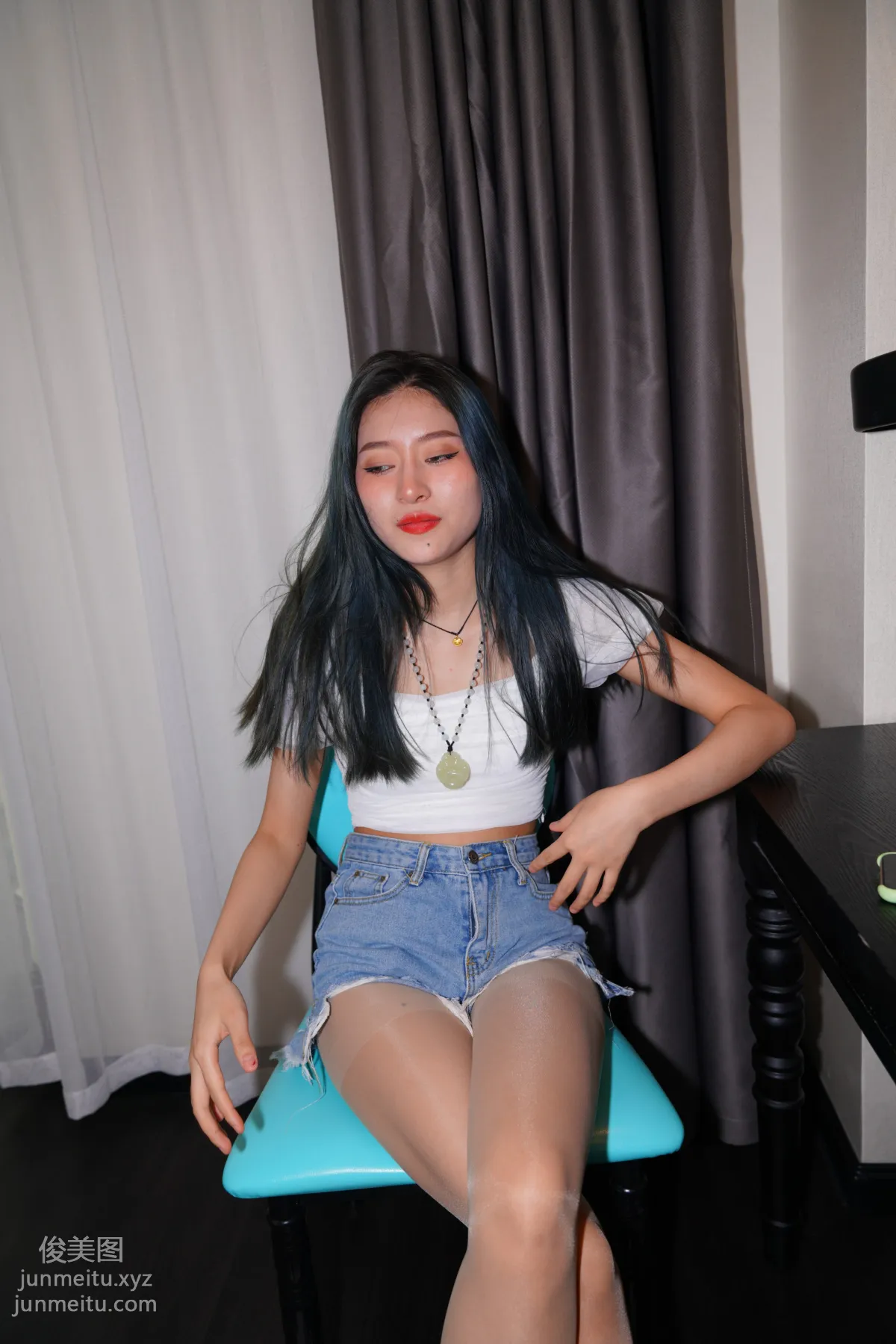Mojing Street NO.168, Super Top-Grade Nude Stockings Tight Denim Hot Pants [277P] photo 31