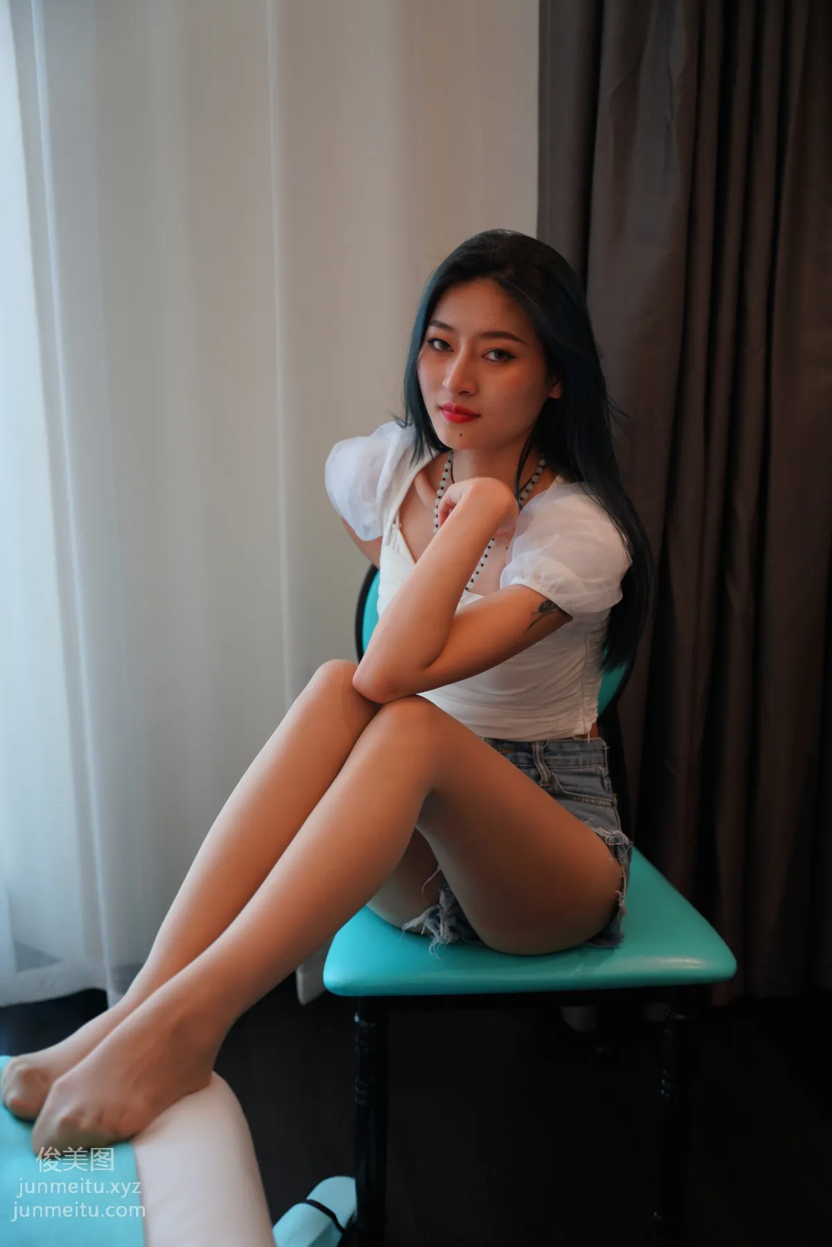 Mojing Street NO.168, Super Top-Grade Nude Stockings Tight Denim Hot Pants [277P] photo 50