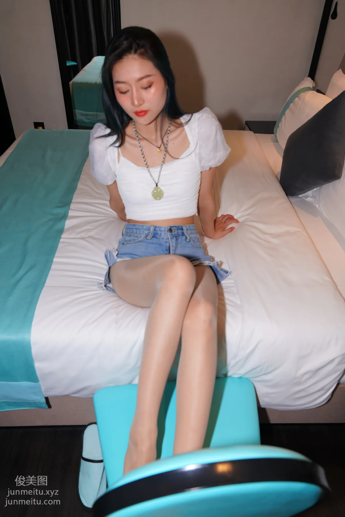 Mojing Street NO.168, Super Top-Grade Nude Stockings Tight Denim Hot Pants [277P] photo 65