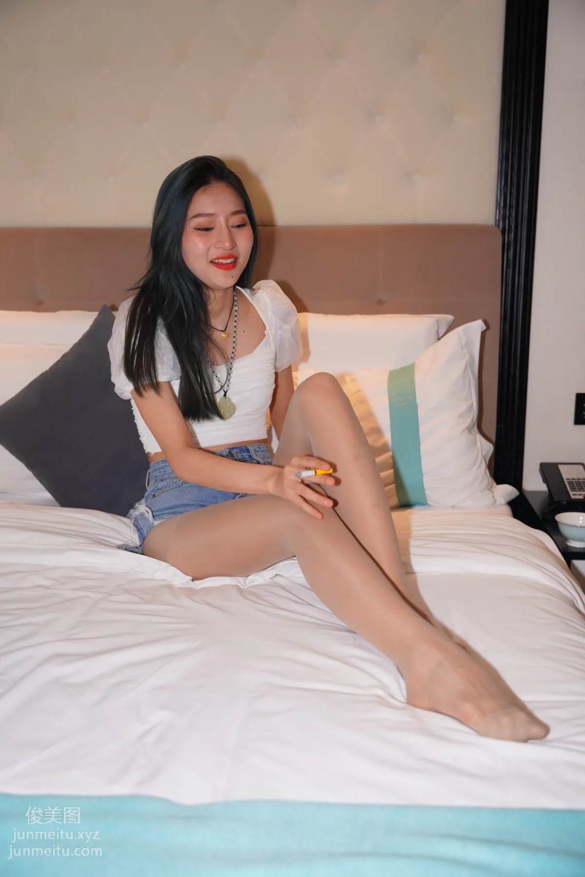Mojing Street NO.168, Super Top-Grade Nude Stockings Tight Denim Hot Pants [277P] photo 71