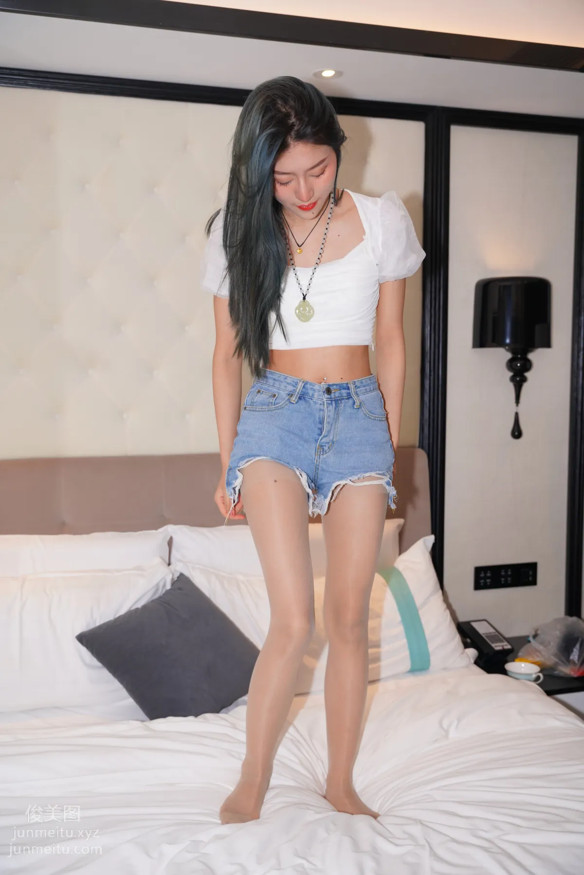 Mojing Street NO.168, Super Top-Grade Nude Stockings Tight Denim Hot Pants [277P] photo 111