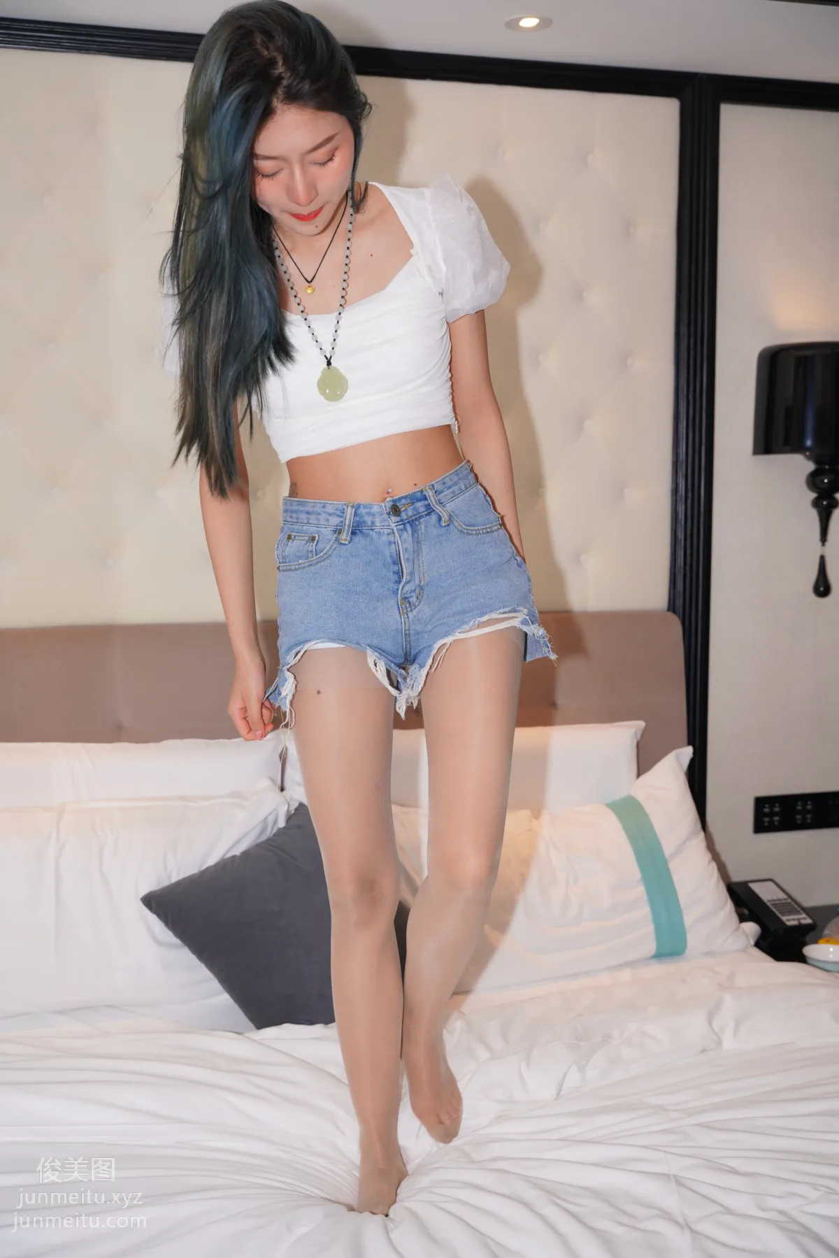 Mojing Street NO.168, Super Top-Grade Nude Stockings Tight Denim Hot Pants [277P] photo 112