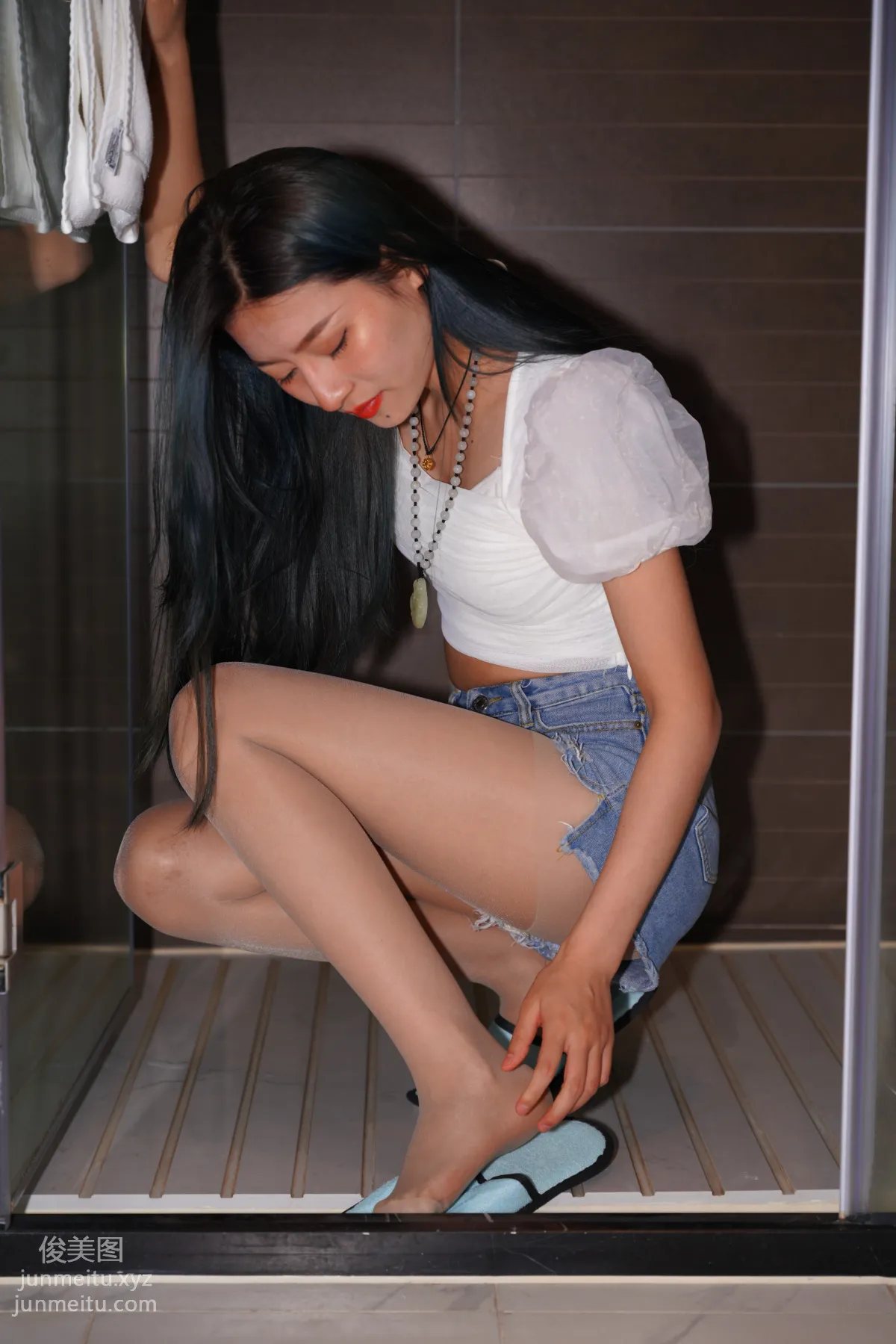 Mojing Street NO.168, Super Top-Grade Nude Stockings Tight Denim Hot Pants [277P] photo 146
