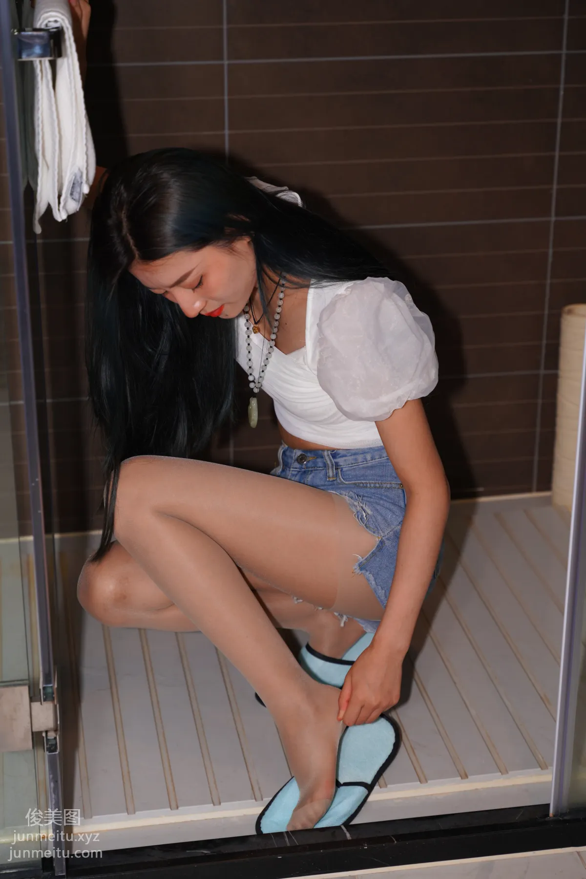 Mojing Street NO.168, Super Top-Grade Nude Stockings Tight Denim Hot Pants [277P] photo 147