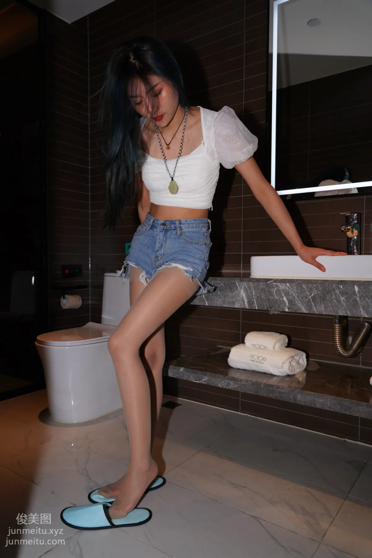 Mojing Street NO.168, Super Top-Grade Nude Stockings Tight Denim Hot Pants [277P] photo 188
