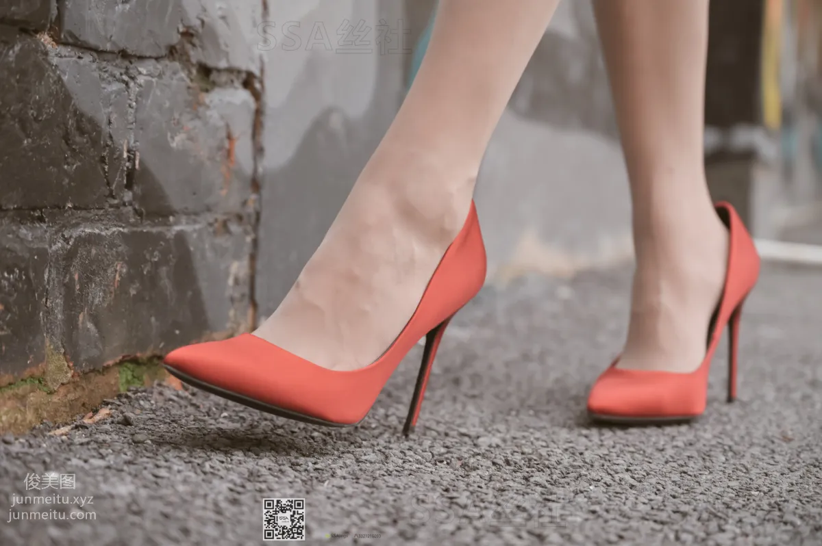 [SSA] Ultra HD Photos NO.097 Xue Li Leg Model Xue Li Street Snap Red High Heels Nude Stockings [120P] photo 50