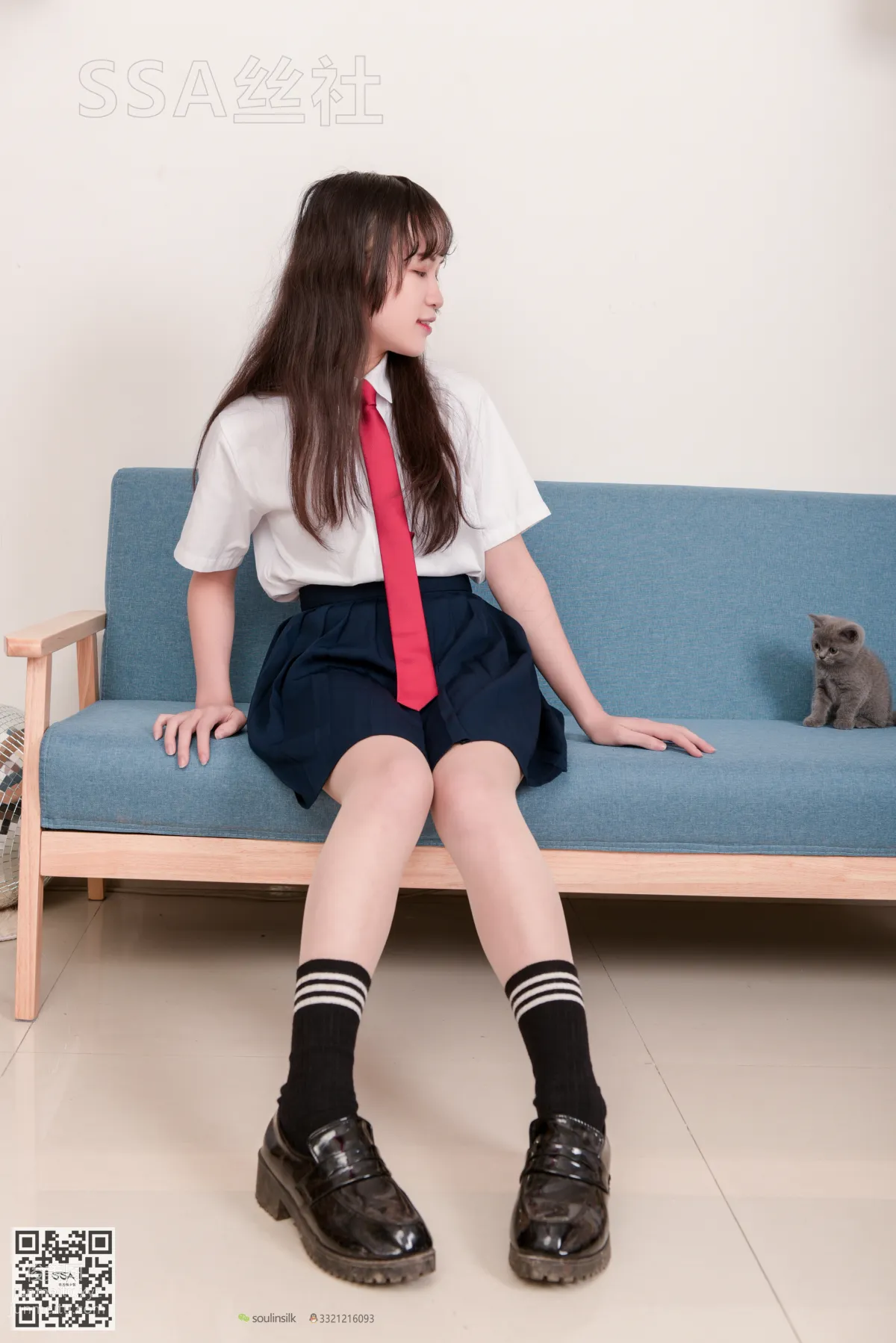 [SSA絲社]超清寫真 No.141 丹丹JK制服黑色半膝襪肉絲 [133P] 1