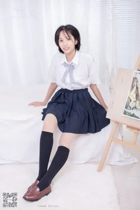 [SSA絲社]超清寫真 NO.181 小佩 酒窩少女JK制服肉絲黑襪穿搭示範[135P]