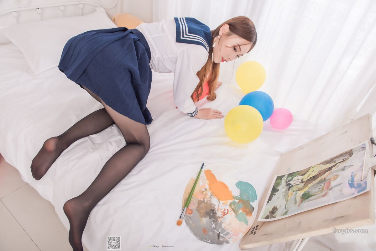 [SSA] NO.023 Qi Qi, Smile Healing Goddess Qi Qi's Black Open-Crotch Stockings photo 53