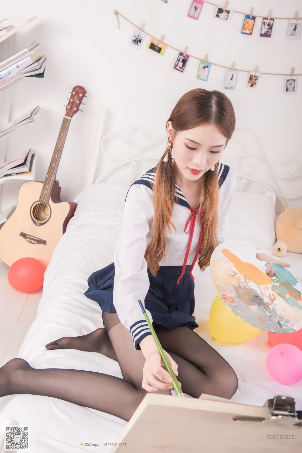 [SSA] NO.023 Qi Qi, Smile Healing Goddess Qi Qi's Black Open-Crotch Stockings photo 44