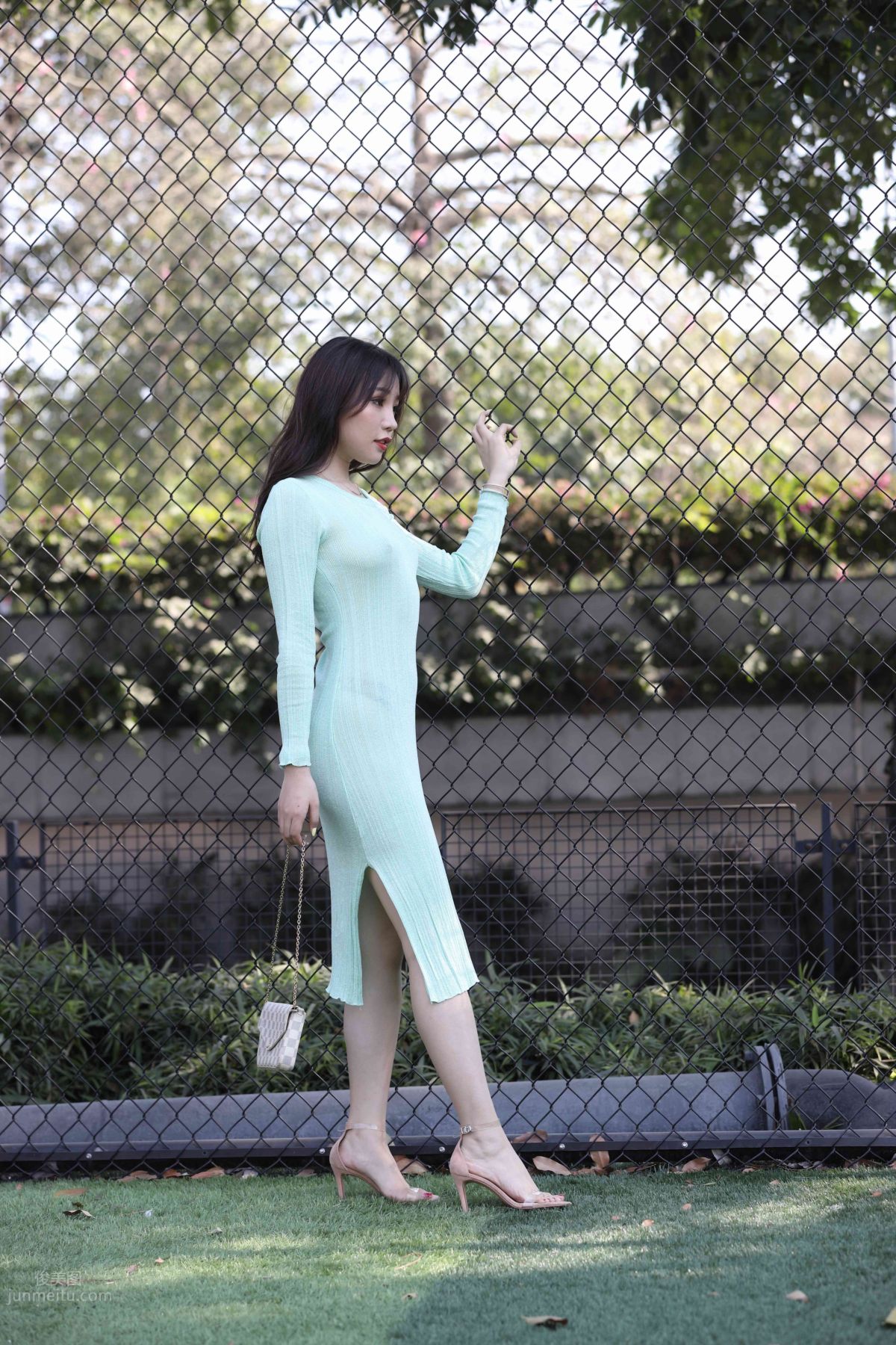 [Mojing Street] 006 Light Green Tight Long Dress photo 24