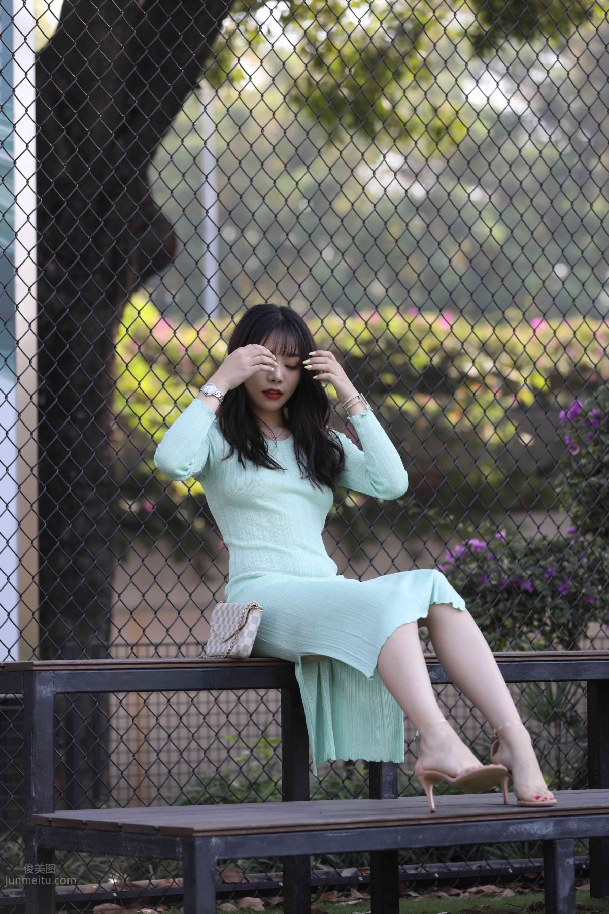 [Mojing Street] 006 Light Green Tight Long Dress photo 46