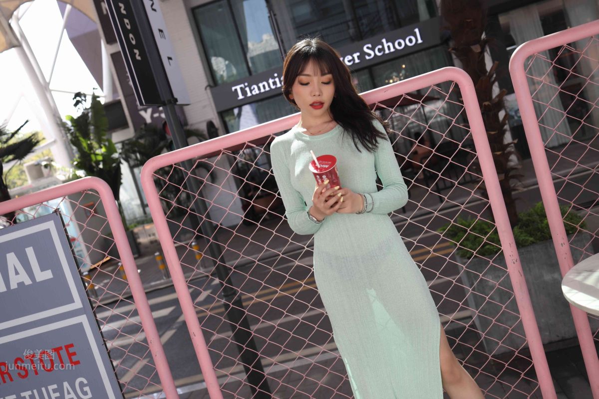 [Mojing Street] 006 Light Green Tight Long Dress photo 101