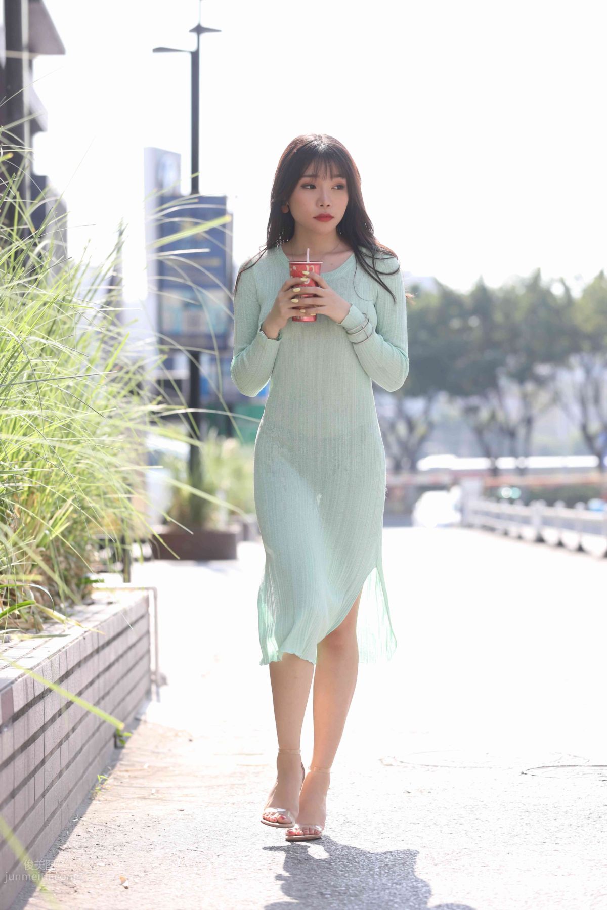 [Mojing Street] 006 Light Green Tight Long Dress photo 173