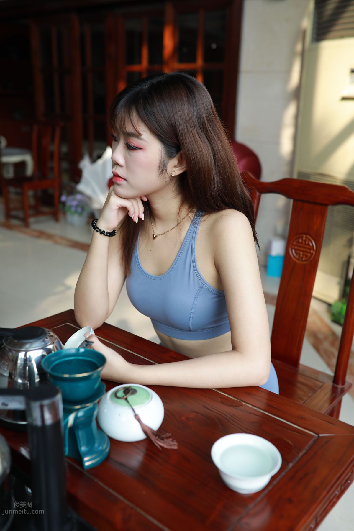 [Mojing Street] 053 Girl in Gray-Blue Yoga Pants photo 71