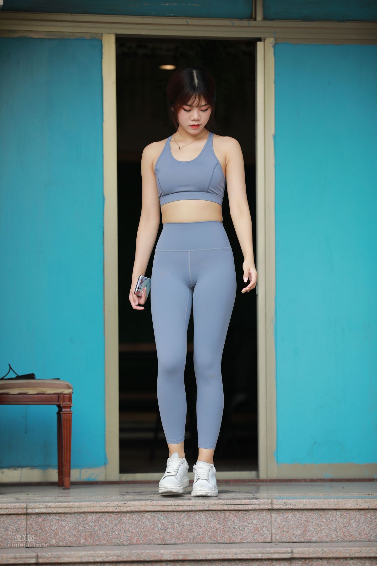 [Mojing Street] 053 Girl in Gray-Blue Yoga Pants photo 159