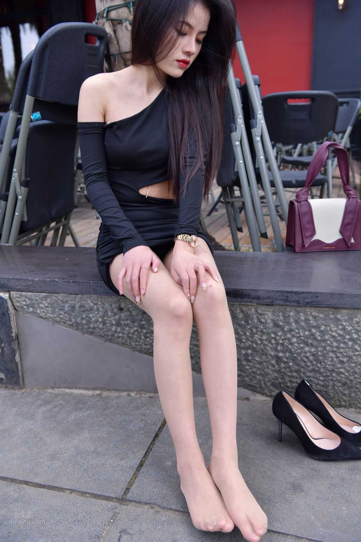 [Mojing Street] 065 Black Bodycon Skirt Elegant Girl Matching Thin Stiletto High Heels photo 101