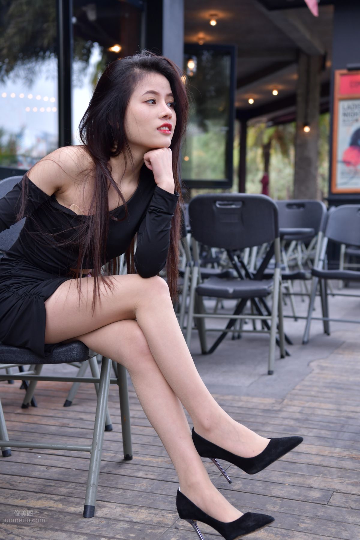 [Mojing Street] 065 Black Bodycon Skirt Elegant Girl Matching Thin Stiletto High Heels photo 219