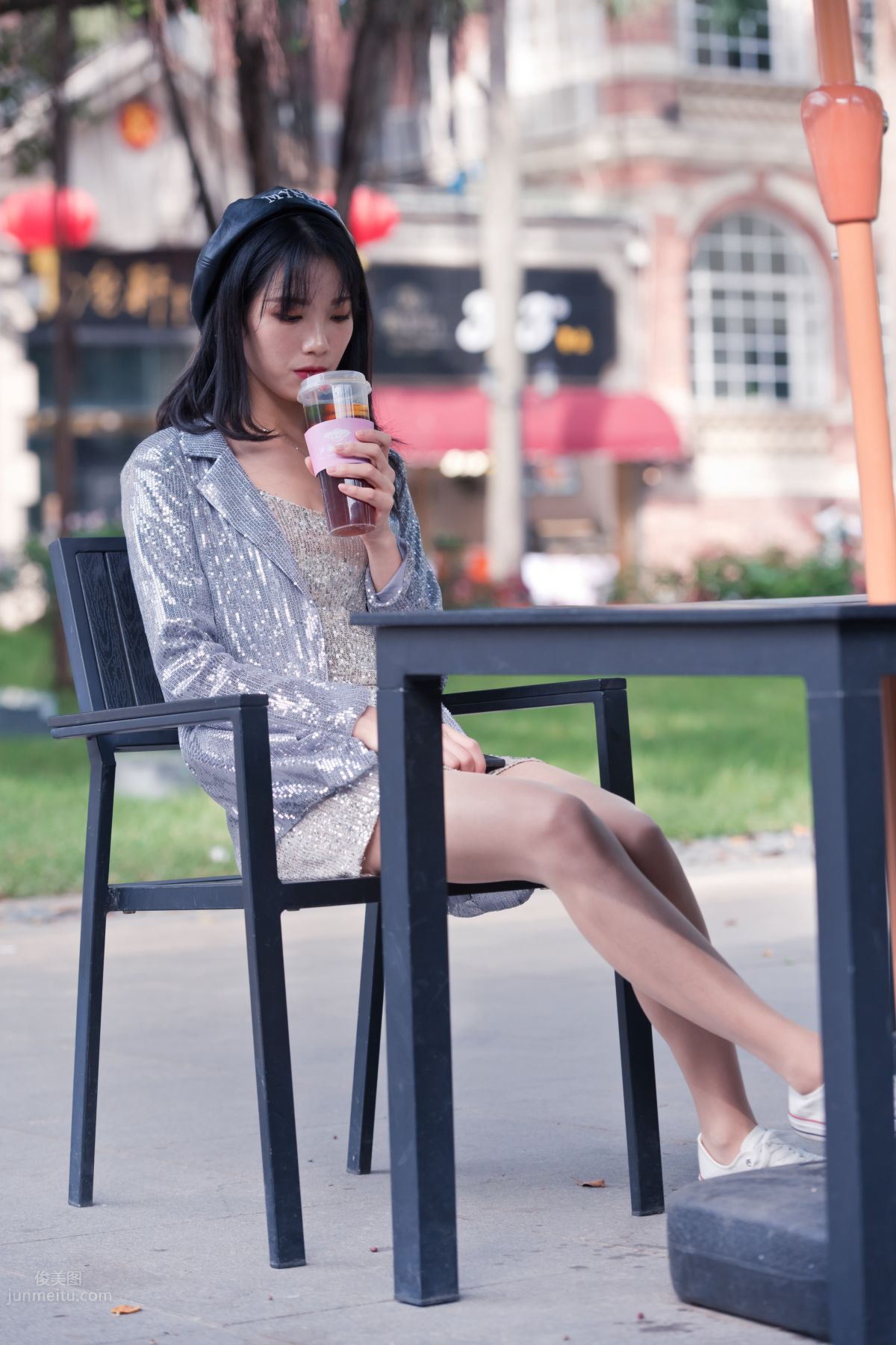 [Mojing Street] 066 Yufeng Street Snap Chatting Up a Sweet Girl in Meat Stockings at Shamian Park, September photo 74