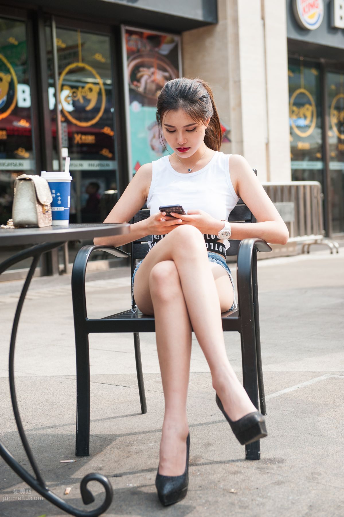 [Mojing Street] 072 Cheng Sheng Street Snap Tingting High Heels Hot Pants Long Legs Beauty photo 153
