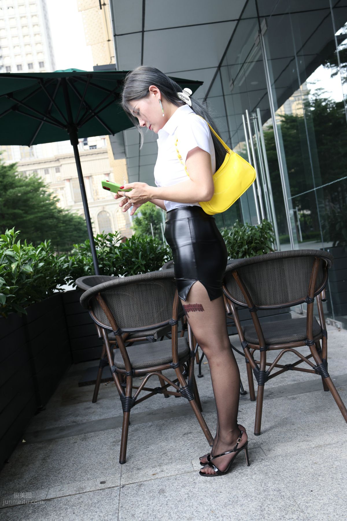 [Mojing Street] 093 Leather Skirt and Black Stockings photo 174