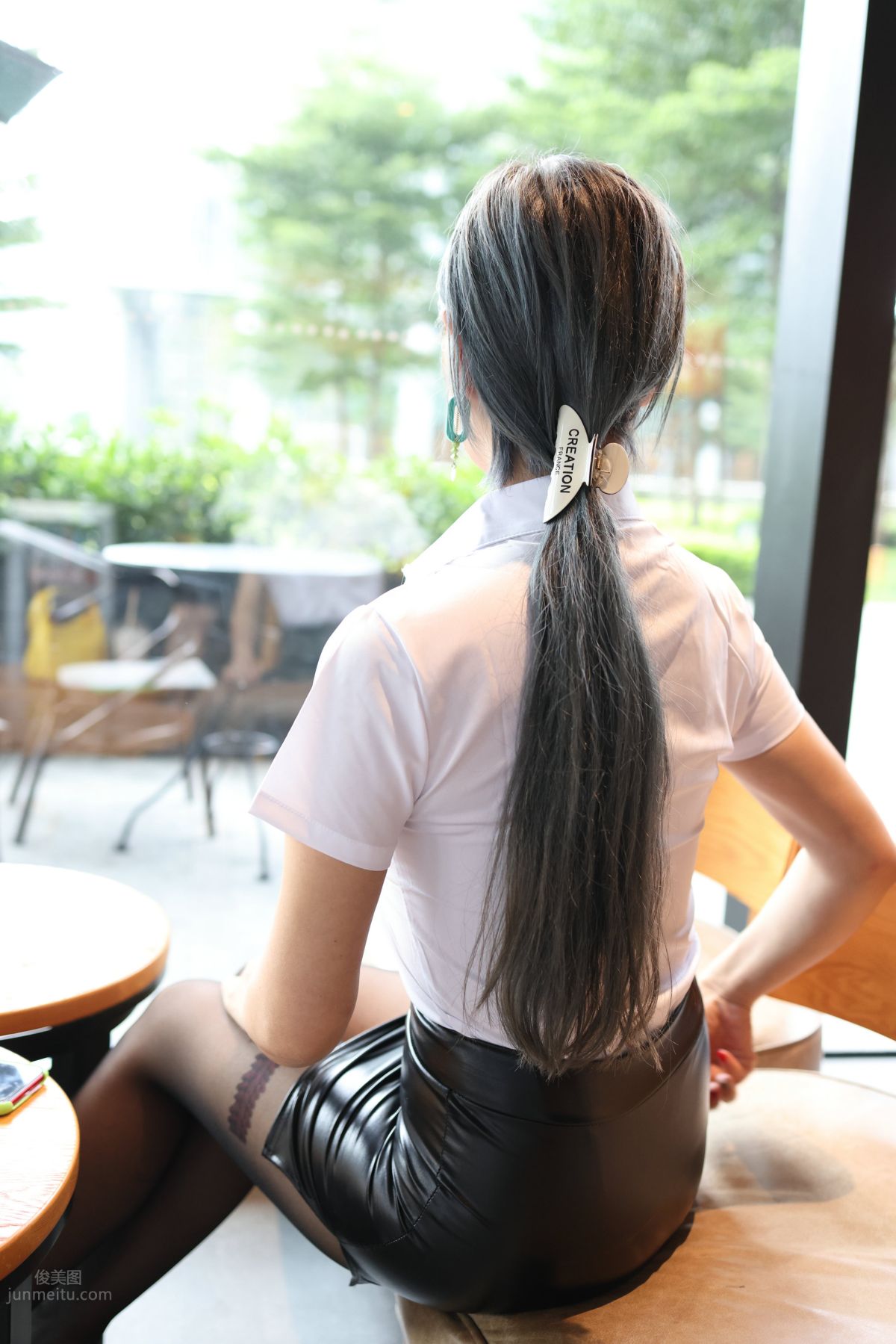 [Mojing Street] 093 Leather Skirt and Black Stockings photo 158