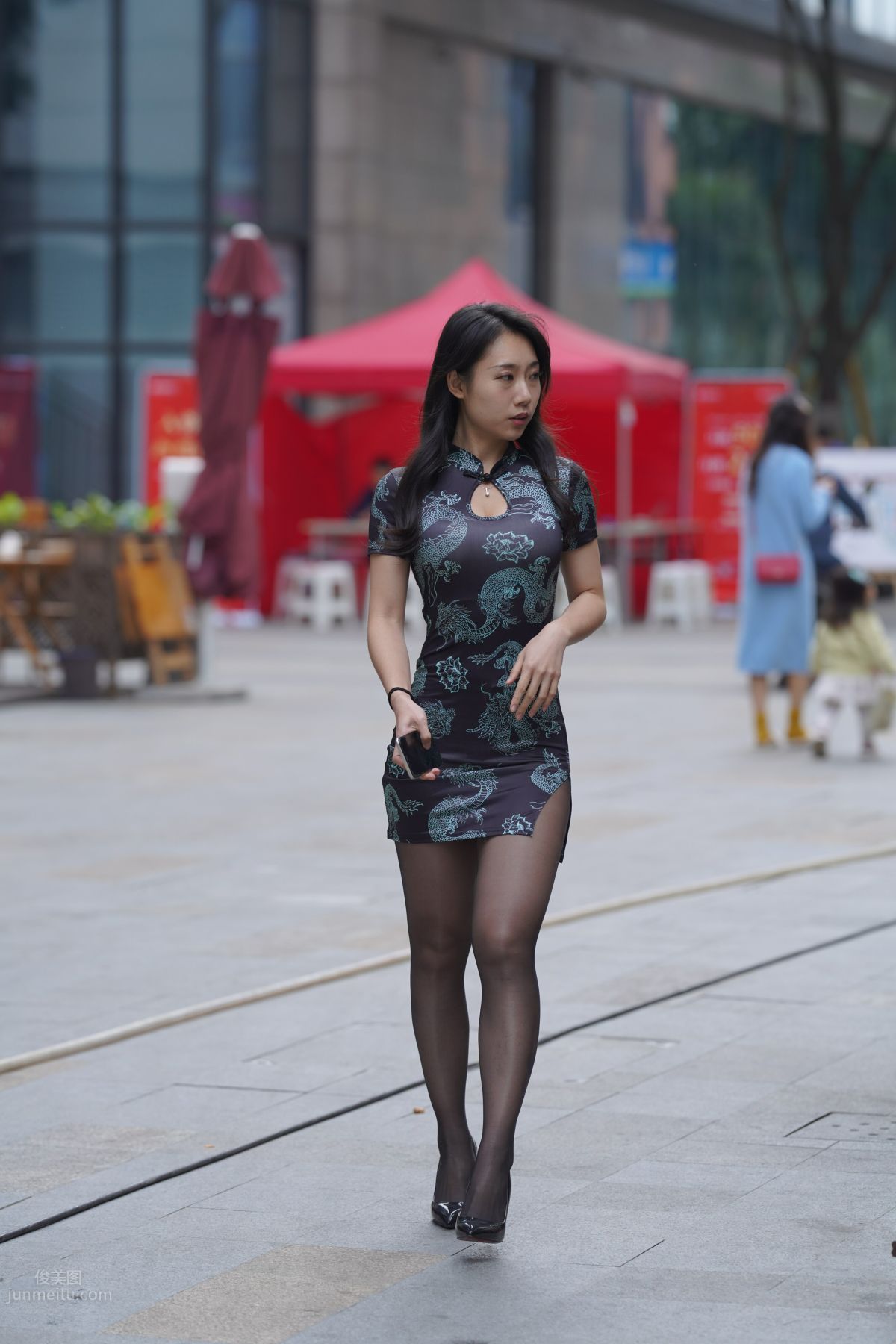[Mojing Street] 106 Sexy Mature Woman in Black Stockings Modified Qipao photo 12