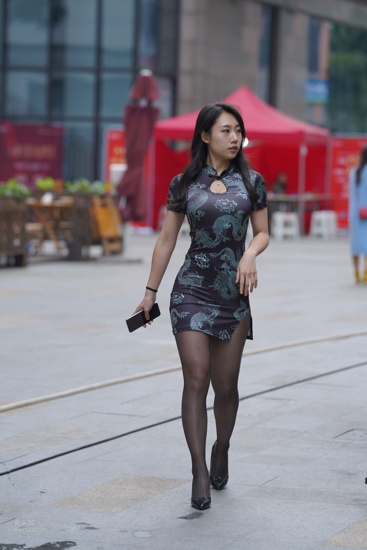 [Mojing Street] 106 Sexy Mature Woman in Black Stockings Modified Qipao photo 14