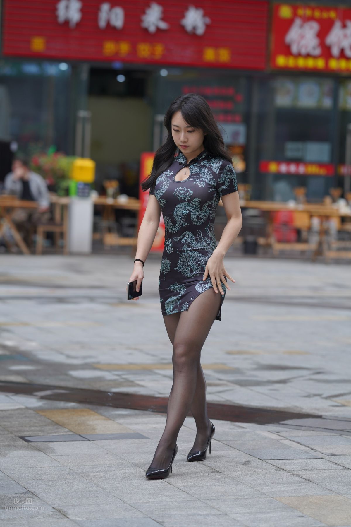 [Mojing Street] 106 Sexy Mature Woman in Black Stockings Modified Qipao photo 121