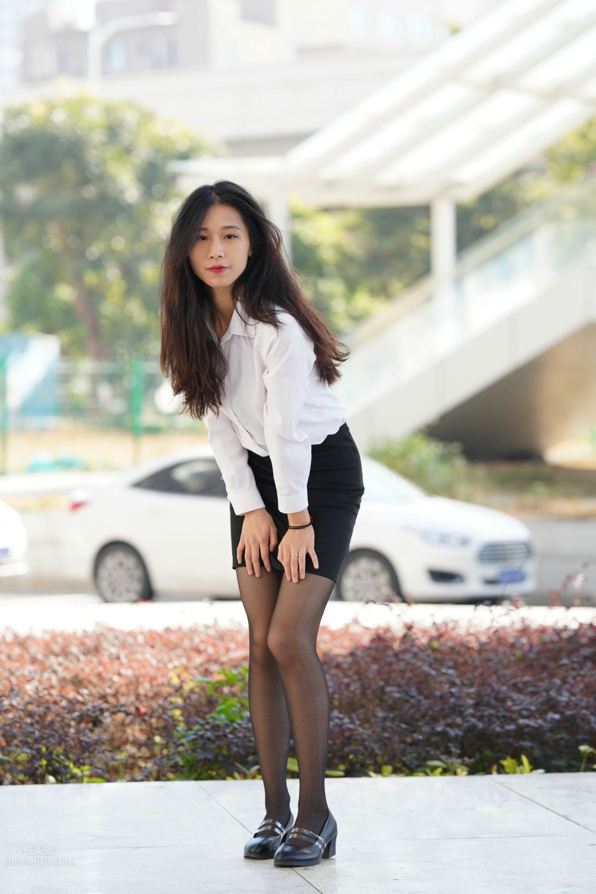 [Mojing Street] 135 Street Snap of an OL-Style Beauty in Black Stockings photo 89