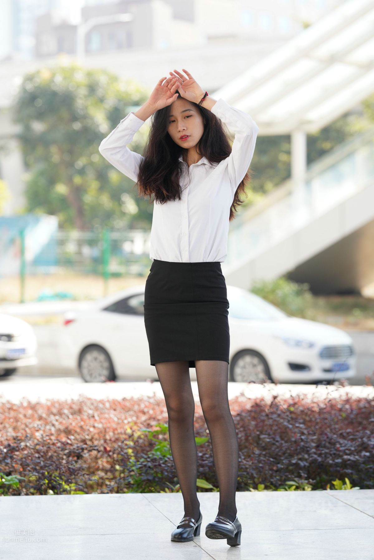 [Mojing Street] 135 Street Snap of an OL-Style Beauty in Black Stockings photo 91