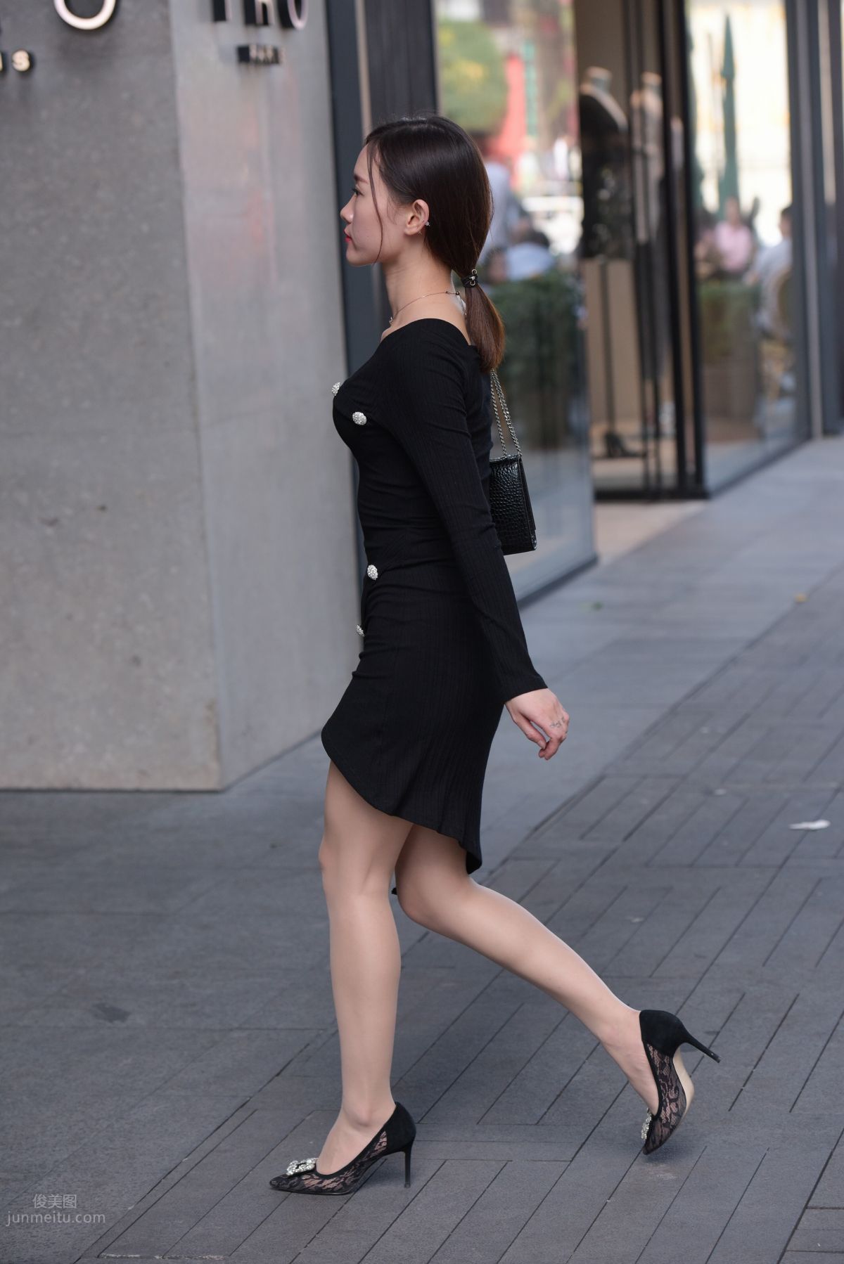 Mojing Street NO.163 Street Snap Black Dress Girl photo 123
